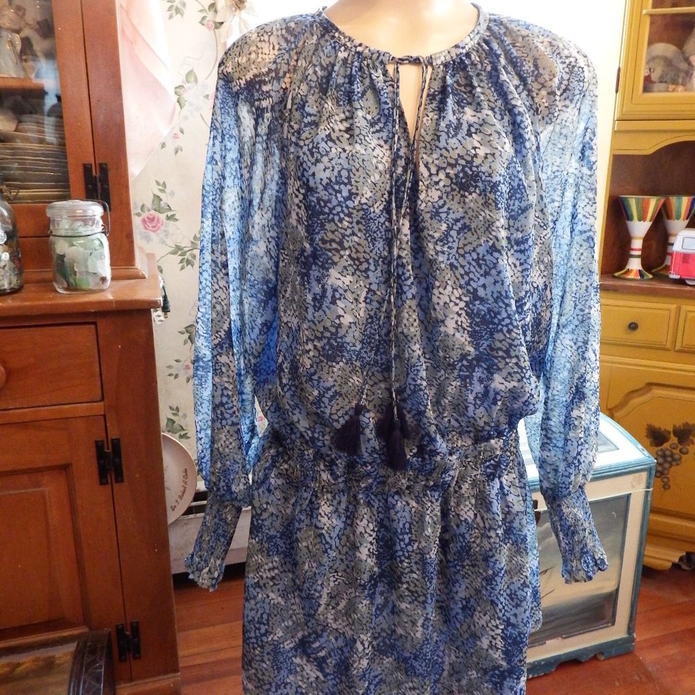 NWT Designer Dress By Ramy Brook Printed Brin Dress or Blouse Sz L